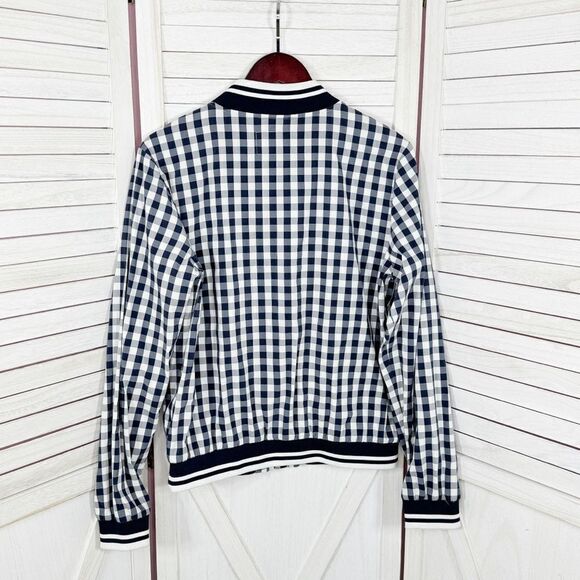 Merona Gingham Check Full Zip Windbreaker Jacket Blue White XL Cottagecore - Picture 9 of 15